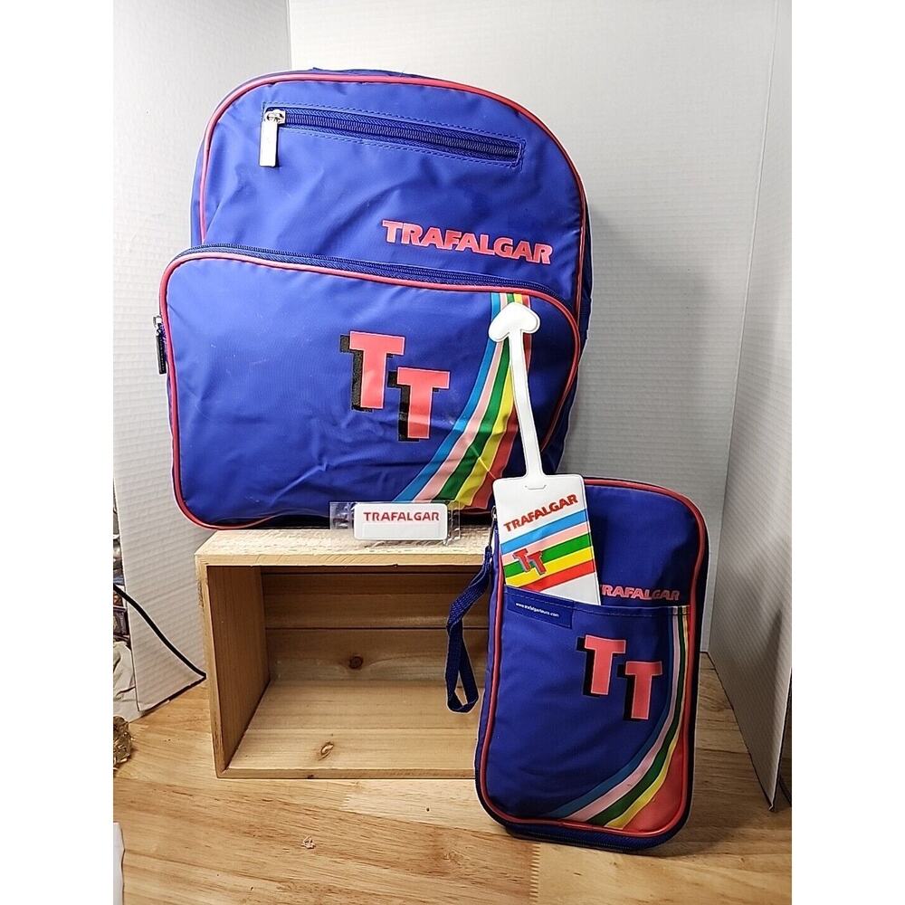 Trafalgar Messenger Toiletries Bag Set Vintage Rainbow Blue Travel Bag